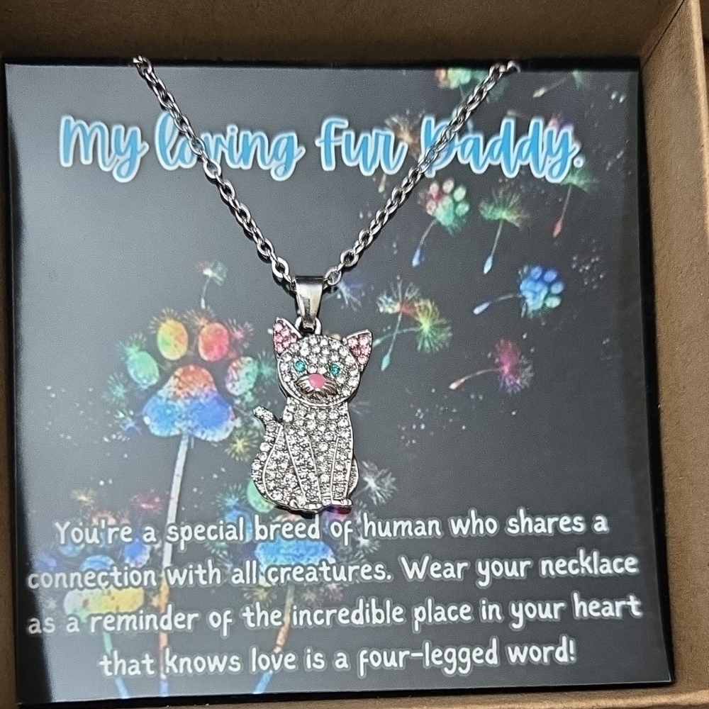 Silver Cat Pendant Necklace